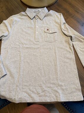 Criquet Men's Long-Sleeve Polo in Light Gray Heather